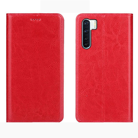 Custodia Portafoglio In Pelle Cover con Supporto L01 per Oppo A91 Rosso