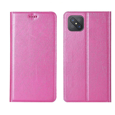 Custodia Portafoglio In Pelle Cover con Supporto L01 per Oppo A92s 5G Rosa