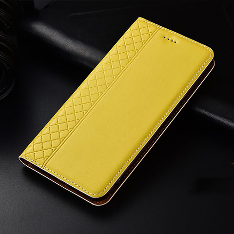 Custodia Portafoglio In Pelle Cover con Supporto L01 per Oppo Find X2 Giallo