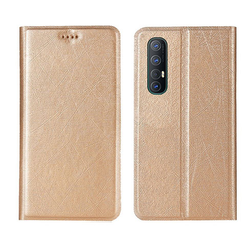 Custodia Portafoglio In Pelle Cover con Supporto L01 per Oppo Find X2 Neo Oro