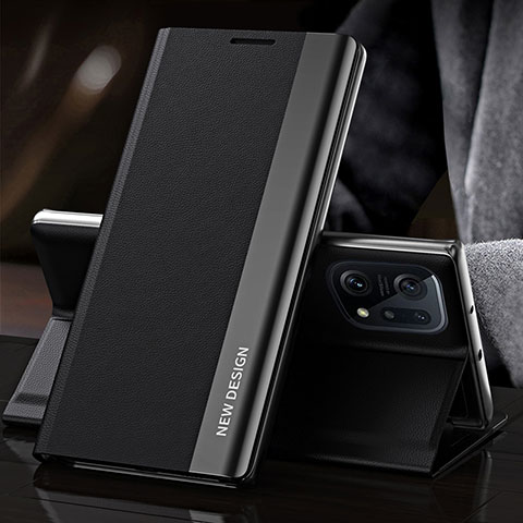 Custodia Portafoglio In Pelle Cover con Supporto L01 per Oppo Find X5 Pro 5G Nero