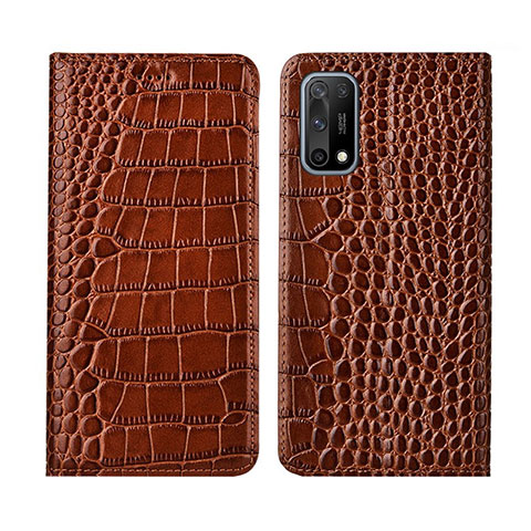 Custodia Portafoglio In Pelle Cover con Supporto L01 per Oppo K7x 5G Marrone Chiaro