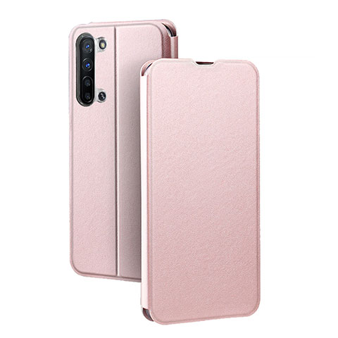 Custodia Portafoglio In Pelle Cover con Supporto L01 per Oppo Reno3 Oro Rosa