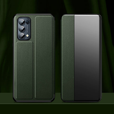 Custodia Portafoglio In Pelle Cover con Supporto L01 per Oppo Reno5 Pro 5G Verde Notte