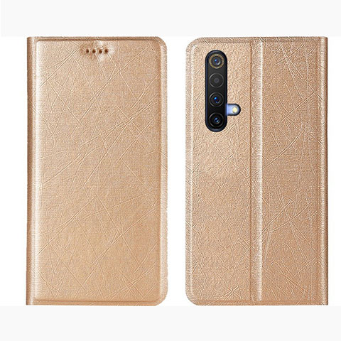 Custodia Portafoglio In Pelle Cover con Supporto L01 per Realme X50t 5G Oro