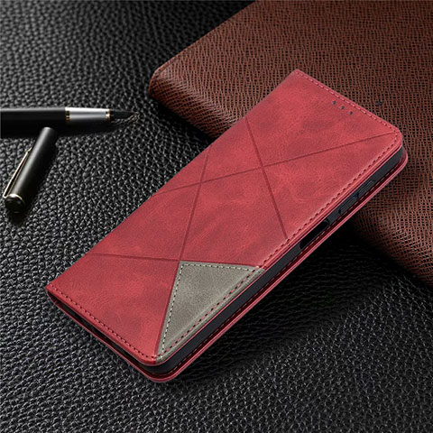 Custodia Portafoglio In Pelle Cover con Supporto L01 per Samsung Galaxy A12 5G Rosso