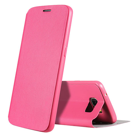 Custodia Portafoglio In Pelle Cover con Supporto L01 per Samsung Galaxy S7 Edge G935F Rosa Caldo