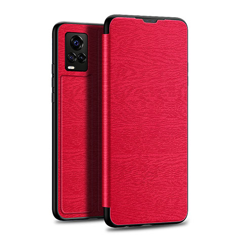 Custodia Portafoglio In Pelle Cover con Supporto L01 per Vivo V20 Pro 5G Rosso