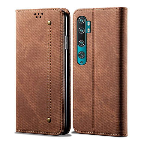 Custodia Portafoglio In Pelle Cover con Supporto L01 per Xiaomi Mi Note 10 Pro Marrone