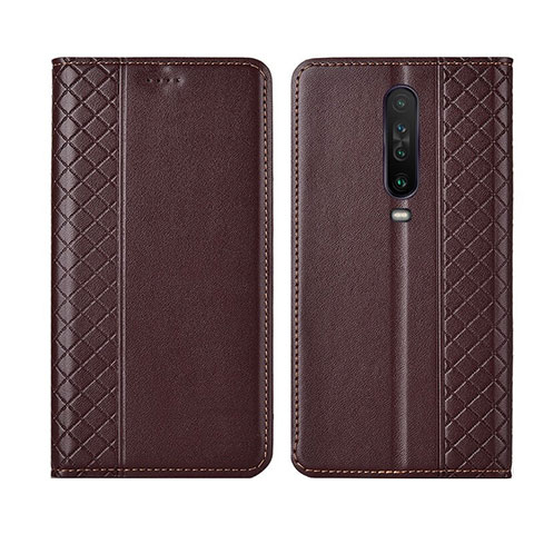 Custodia Portafoglio In Pelle Cover con Supporto L01 per Xiaomi Redmi K30 4G Marrone