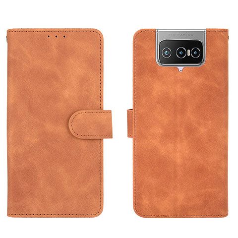 Custodia Portafoglio In Pelle Cover con Supporto L01Z per Asus Zenfone 7 ZS670KS Marrone