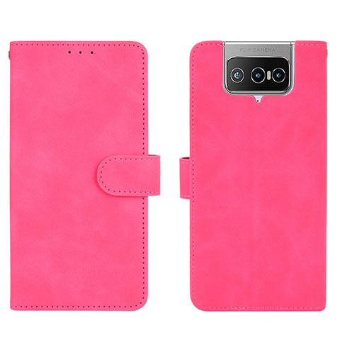 Custodia Portafoglio In Pelle Cover con Supporto L01Z per Asus ZenFone 8 Flip ZS672KS Rosa Caldo