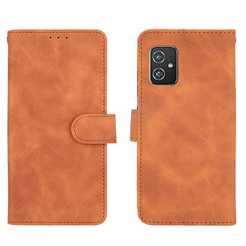 Custodia Portafoglio In Pelle Cover con Supporto L01Z per Asus ZenFone 8 Mini Marrone