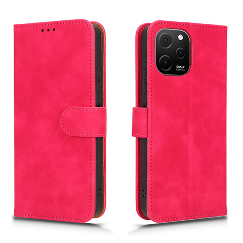 Custodia Portafoglio In Pelle Cover con Supporto L01Z per Huawei Enjoy 50z Rosa Caldo