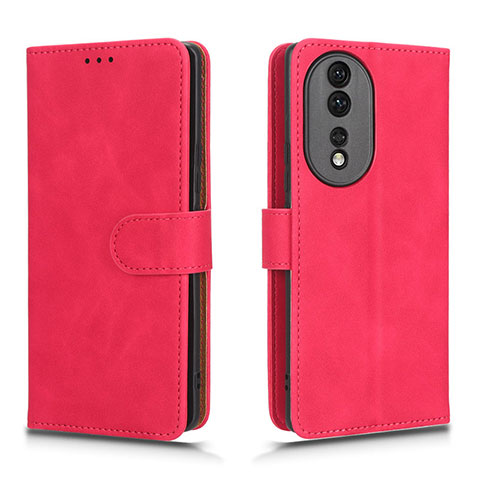 Custodia Portafoglio In Pelle Cover con Supporto L01Z per Huawei Honor 80 5G Rosa Caldo