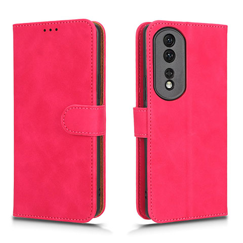 Custodia Portafoglio In Pelle Cover con Supporto L01Z per Huawei Honor 80 Pro 5G Rosa Caldo