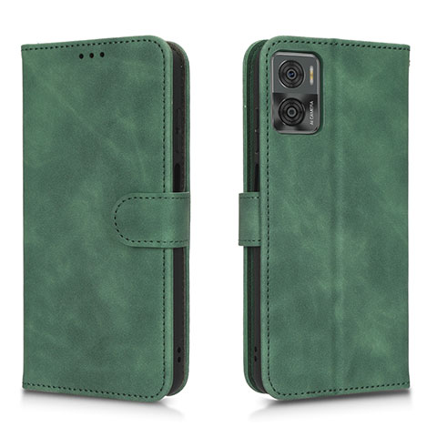 Custodia Portafoglio In Pelle Cover con Supporto L01Z per Motorola Moto E22 Verde