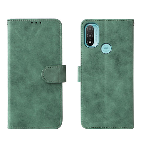 Custodia Portafoglio In Pelle Cover con Supporto L01Z per Motorola Moto E30 Verde