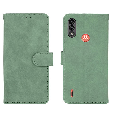 Custodia Portafoglio In Pelle Cover con Supporto L01Z per Motorola Moto E7 Power Verde