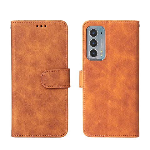 Custodia Portafoglio In Pelle Cover con Supporto L01Z per Motorola Moto Edge 20 5G Marrone