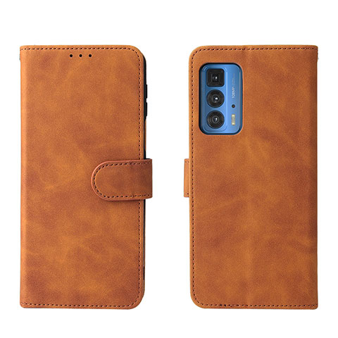 Custodia Portafoglio In Pelle Cover con Supporto L01Z per Motorola Moto Edge 20 Pro 5G Marrone