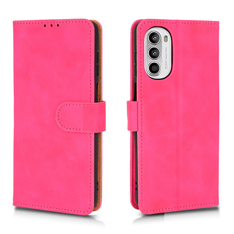 Custodia Portafoglio In Pelle Cover con Supporto L01Z per Motorola Moto Edge (2022) 5G Rosa Caldo