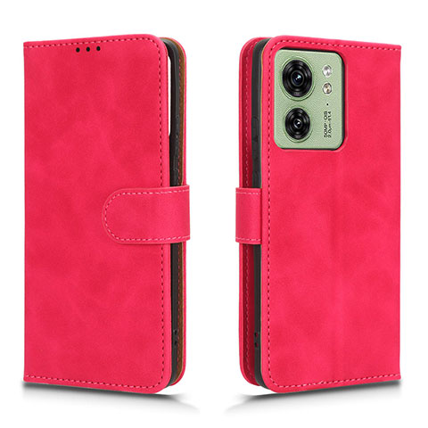 Custodia Portafoglio In Pelle Cover con Supporto L01Z per Motorola Moto Edge (2023) 5G Rosa Caldo