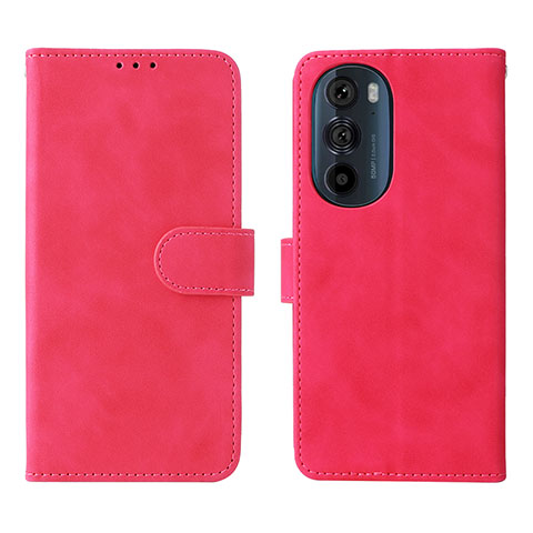 Custodia Portafoglio In Pelle Cover con Supporto L01Z per Motorola Moto Edge Plus (2022) 5G Rosa Caldo