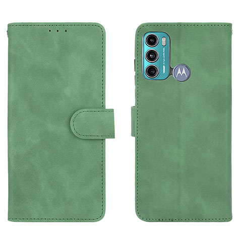 Custodia Portafoglio In Pelle Cover con Supporto L01Z per Motorola Moto G60 Verde