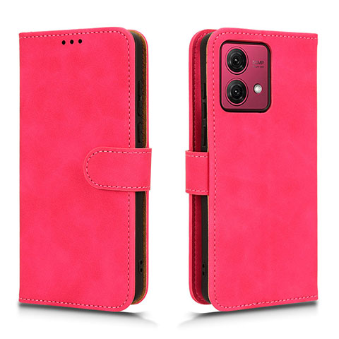 Custodia Portafoglio In Pelle Cover con Supporto L01Z per Motorola Moto G84 5G Rosa Caldo