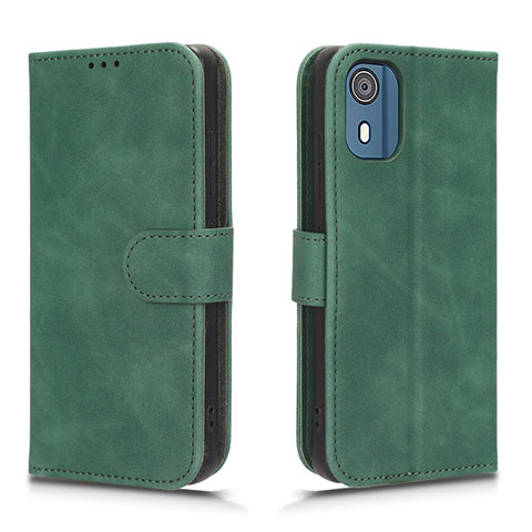 Custodia Portafoglio In Pelle Cover con Supporto L01Z per Nokia C02 Verde