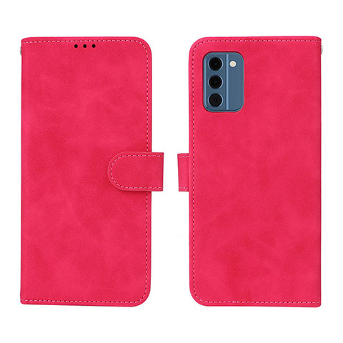 Custodia Portafoglio In Pelle Cover con Supporto L01Z per Nokia C300 Rosa Caldo