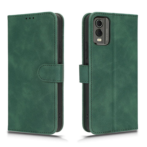 Custodia Portafoglio In Pelle Cover con Supporto L01Z per Nokia C32 Verde