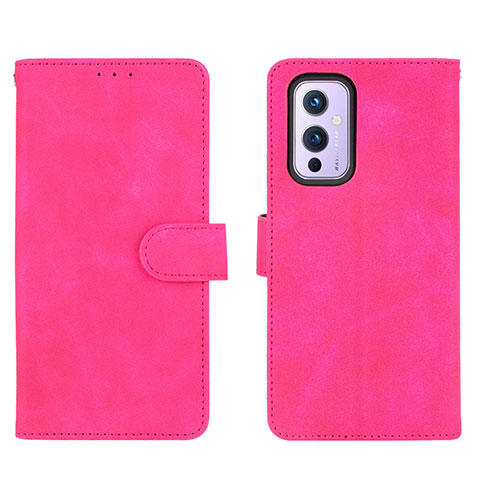 Custodia Portafoglio In Pelle Cover con Supporto L01Z per OnePlus 9 5G Rosa Caldo