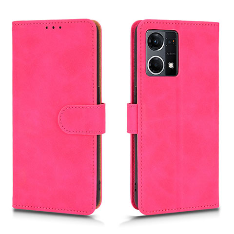 Custodia Portafoglio In Pelle Cover con Supporto L01Z per Oppo F21s Pro 4G Rosa Caldo