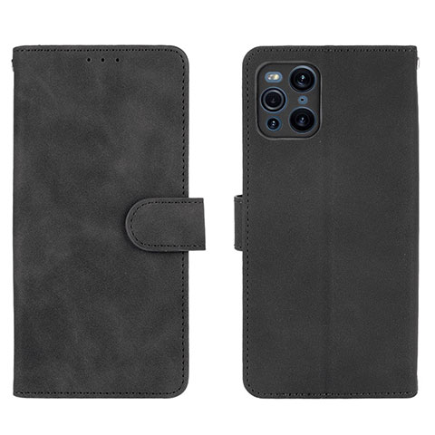 Custodia Portafoglio In Pelle Cover con Supporto L01Z per Oppo Find X3 5G Nero