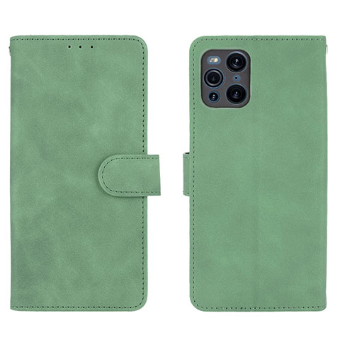 Custodia Portafoglio In Pelle Cover con Supporto L01Z per Oppo Find X3 5G Verde