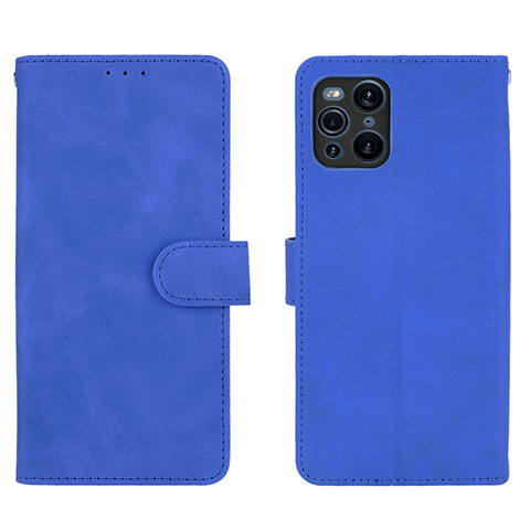 Custodia Portafoglio In Pelle Cover con Supporto L01Z per Oppo Find X3 Pro 5G Blu