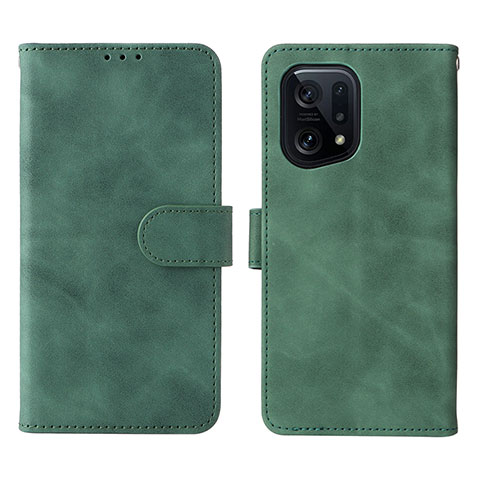 Custodia Portafoglio In Pelle Cover con Supporto L01Z per Oppo Find X5 5G Verde