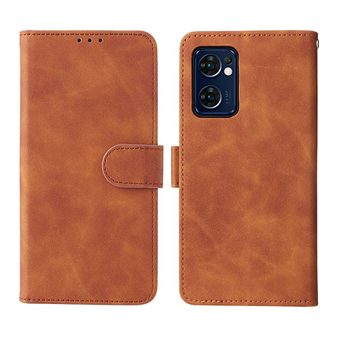 Custodia Portafoglio In Pelle Cover con Supporto L01Z per Oppo Find X5 Lite 5G Marrone