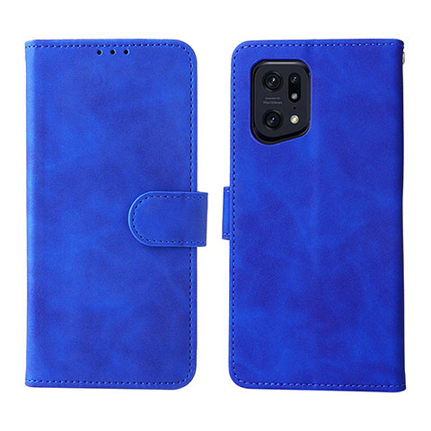 Custodia Portafoglio In Pelle Cover con Supporto L01Z per Oppo Find X5 Pro 5G Blu