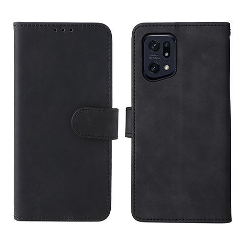 Custodia Portafoglio In Pelle Cover con Supporto L01Z per Oppo Find X5 Pro 5G Nero