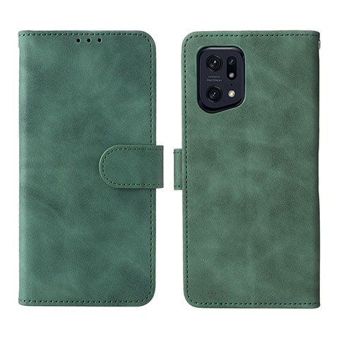 Custodia Portafoglio In Pelle Cover con Supporto L01Z per Oppo Find X5 Pro 5G Verde