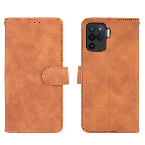 Custodia Portafoglio In Pelle Cover con Supporto L01Z per Oppo Reno5 F Marrone