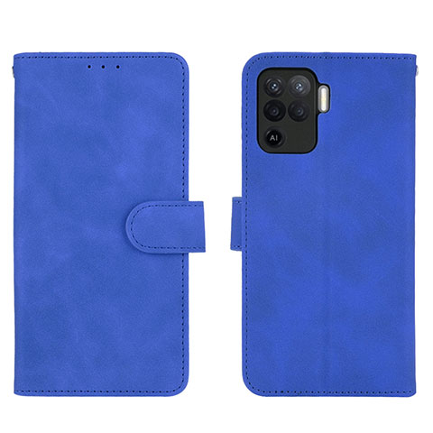 Custodia Portafoglio In Pelle Cover con Supporto L01Z per Oppo Reno5 Lite Blu