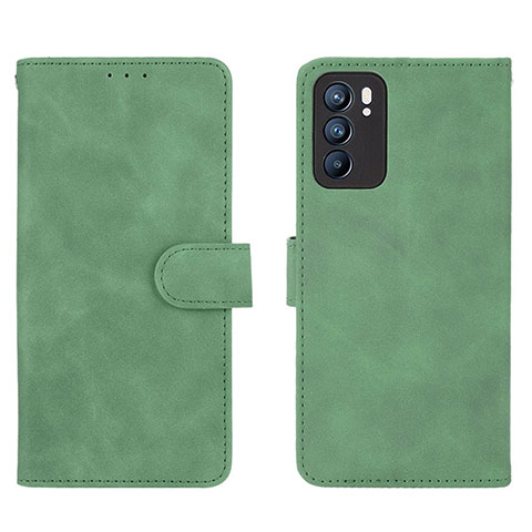 Custodia Portafoglio In Pelle Cover con Supporto L01Z per Oppo Reno6 5G Verde