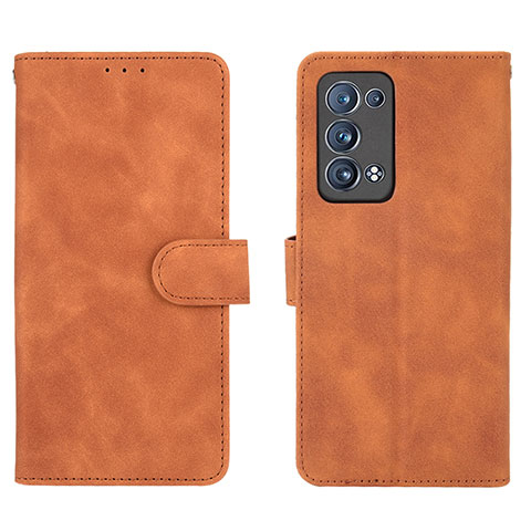 Custodia Portafoglio In Pelle Cover con Supporto L01Z per Oppo Reno6 Pro 5G Marrone