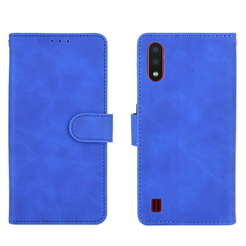 Custodia Portafoglio In Pelle Cover con Supporto L01Z per Samsung Galaxy A01 SM-A015 Blu