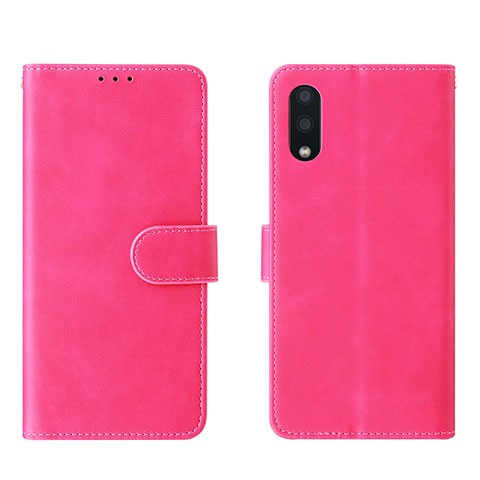 Custodia Portafoglio In Pelle Cover con Supporto L01Z per Samsung Galaxy A02 Rosa Caldo