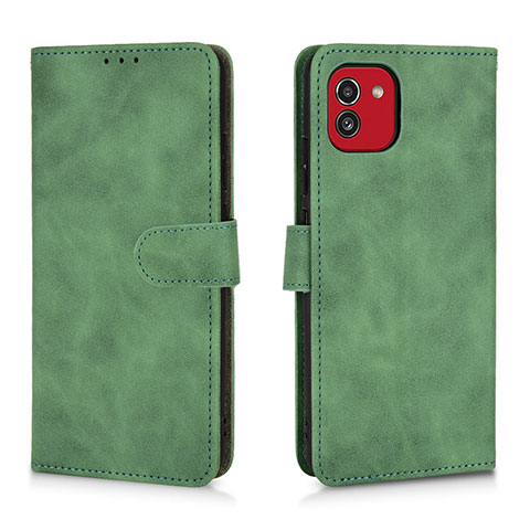 Custodia Portafoglio In Pelle Cover con Supporto L01Z per Samsung Galaxy A03 Verde